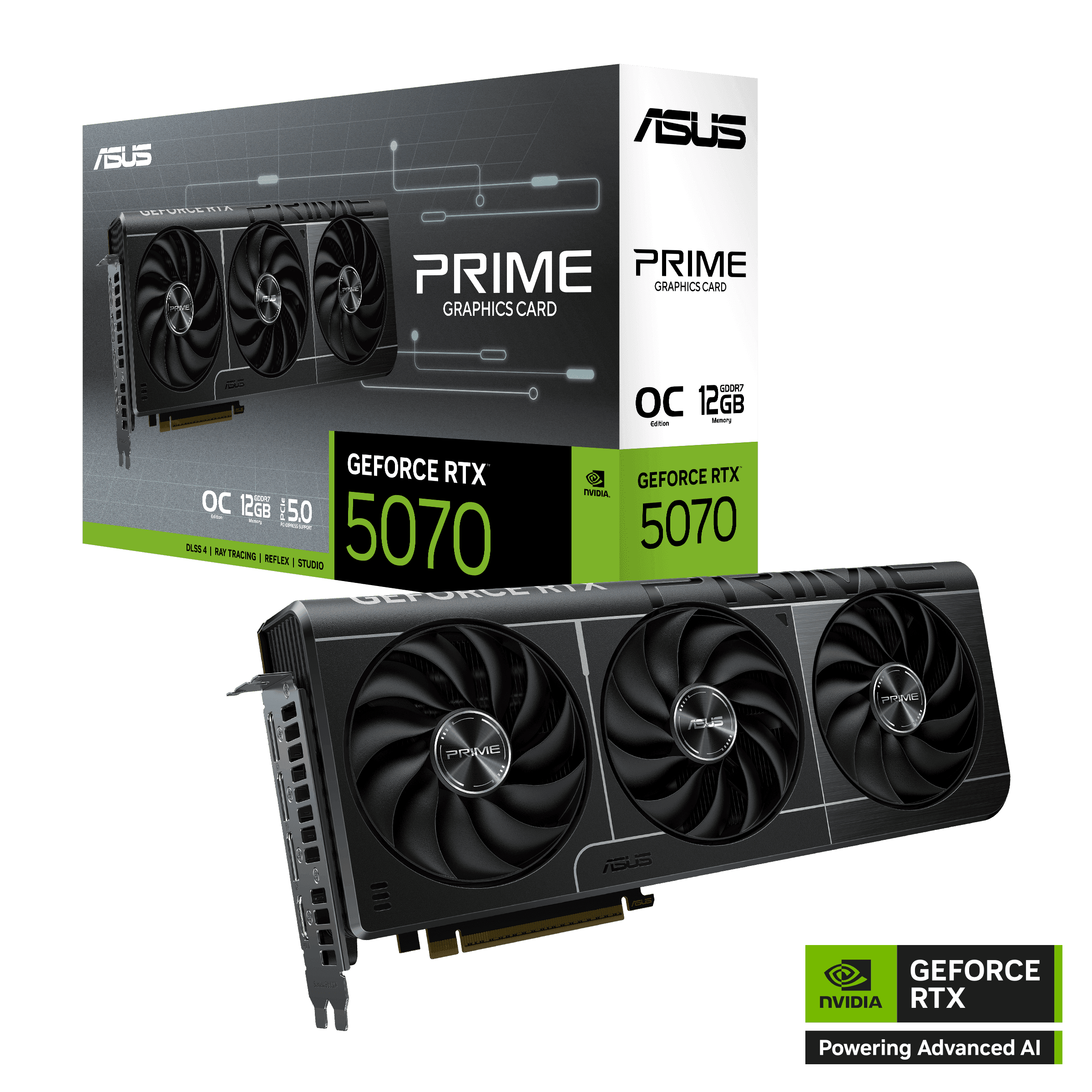 Видеокарта ASUS GeForce RTX 5070 12Gb PRIME OC Edition GDDR7 192-bit 1xHDMI 3xDP PRIME-RTX5070-O12G
