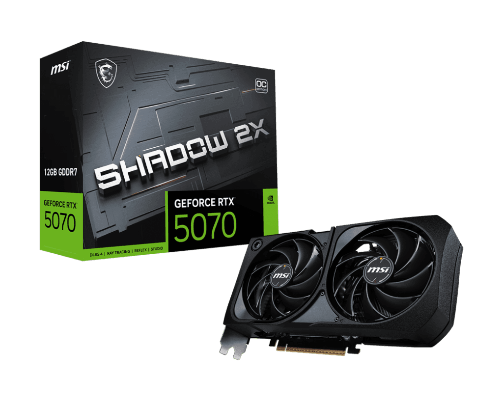 Видеокарта MSI GeForce RTX 5070 12G SHADOW 2X OC, 12Gb GDDR7 192-bit 1xHDMI 3xDP G5070-12S2C