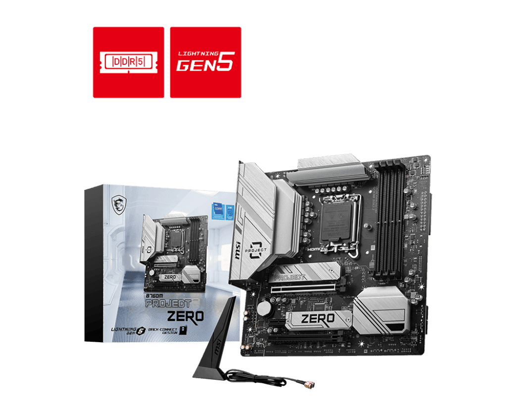 Материнская плата MSI B760M PROJECT ZERO LGA1700 B760 4xDDR5 4xSATA3 RAID 2xM.2 HDMI DP mATX