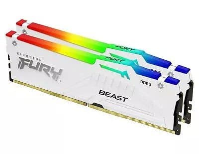 Оперативная память  32GB Kit (2x16) DDR5 6000MHz Kingston FURY Beast Whit RGB CL30 KF560C30BWEAK2-32