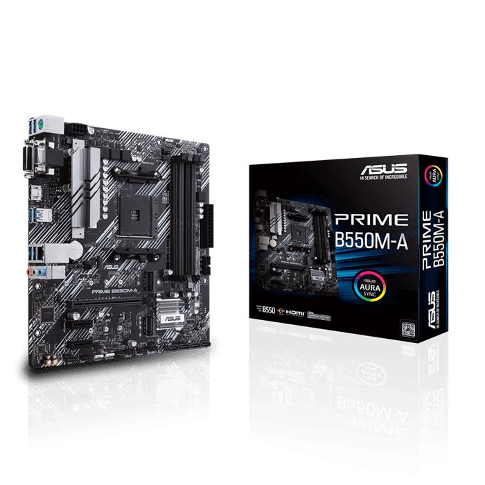 Материнская плата ASUS PRIME B550M-A  AM4 4xDDR4 4xSATA3 RAID 2xM.2 DVI-D D-Sub HDMI mATX