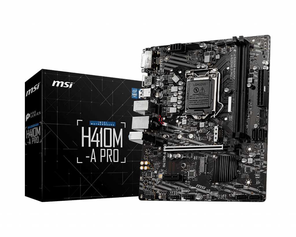 Материнская плата MSI H410M-A PRO LGA1200 iH410 2xDDR4 4xSATA3 2xM.2 DVI HDMI mATX