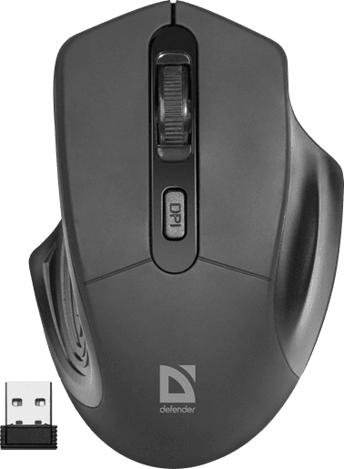 Мышь беспроводная Defender Datum MB-345 Nano B(Черный) 4кн+кл, 800-1600 dpi