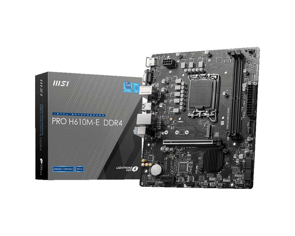 Материнская плата MSI PRO H610M-E DDR4 LGA1700 H610 2xDDR4 4xSATA3 M.2 VGA HDMI mATX