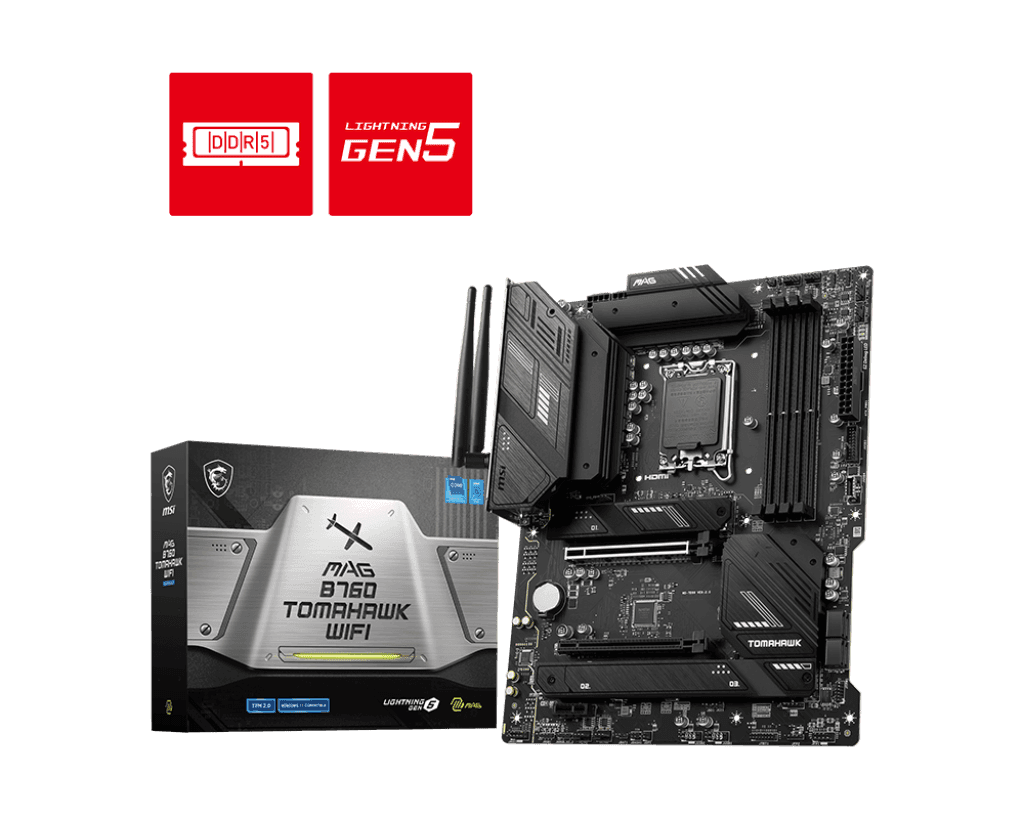 Материнская плата MSI MAG B760 TOMAHAWK WIFI LGA1700 4xDDR5 4xSATA3 RAID 3xM.2 HDMI DP ATX