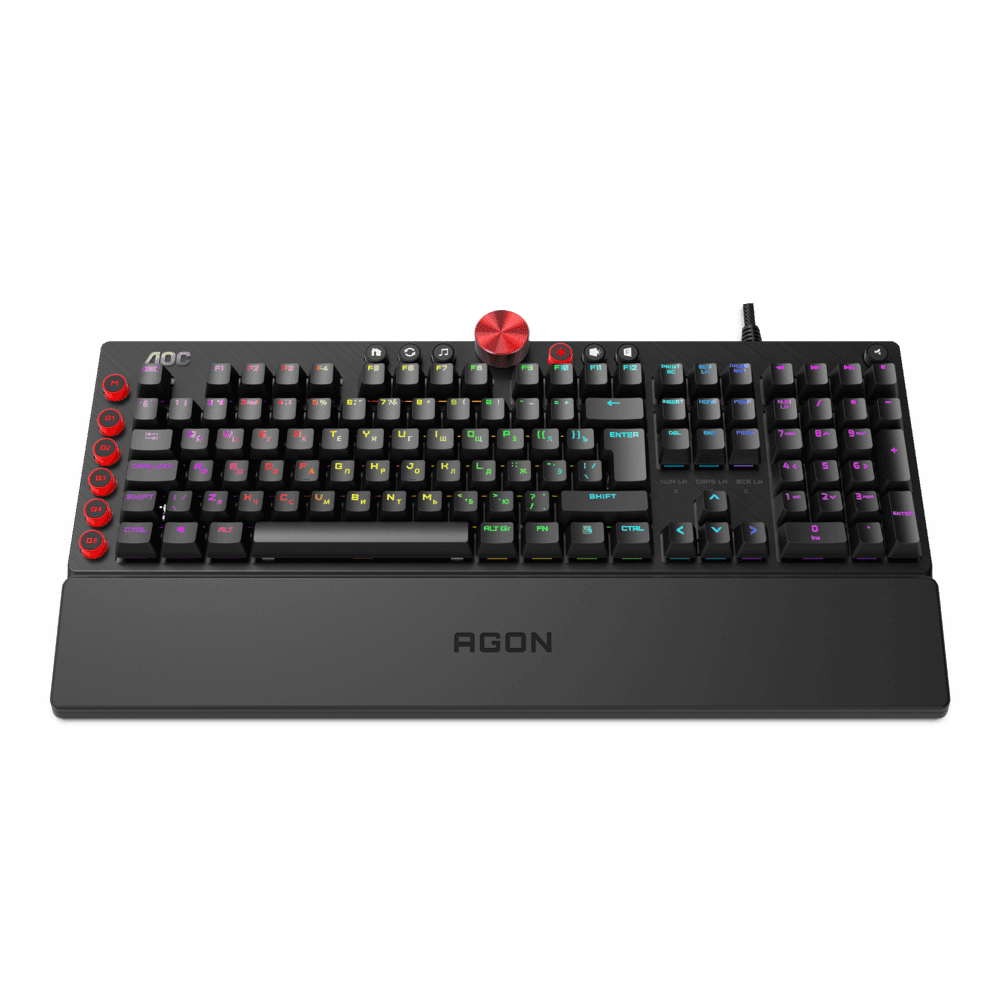 Механическая Игровая Клавиатура AOC AGK700 MX RED CHERRY RGB кабель 1,8м USB2.0 AGK700DR2R