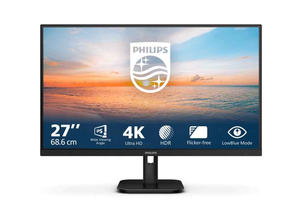 Монитор 27" PHILIPS 27E1N1800A/00/01 IPS 3840x2160 60Hz 4мс 350кд/м 1000:1 2xHDMI 1xDP Черный