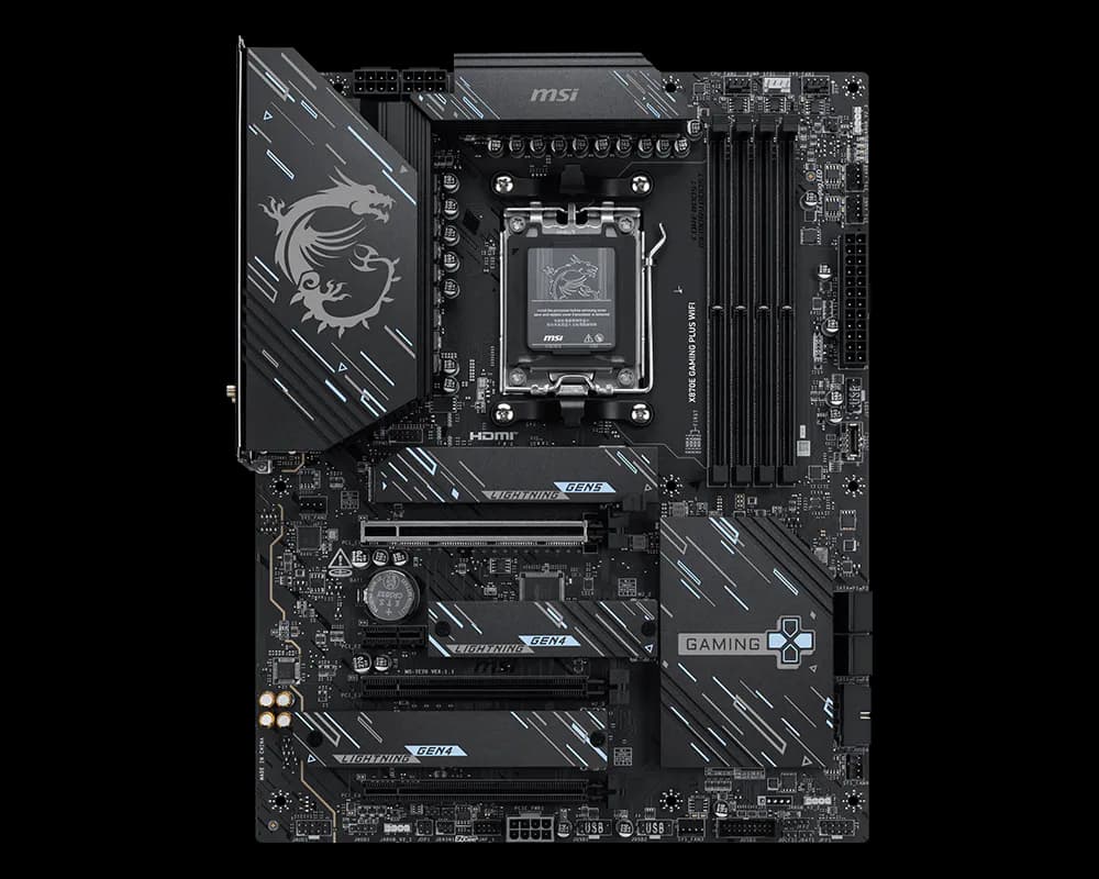 Материнская плата MSI X870E GAMING PLUS WIFI AM5 4xDDR5 4xSATA3 RAID 3xM.2 HDMI 2xType-C(DP) ATX