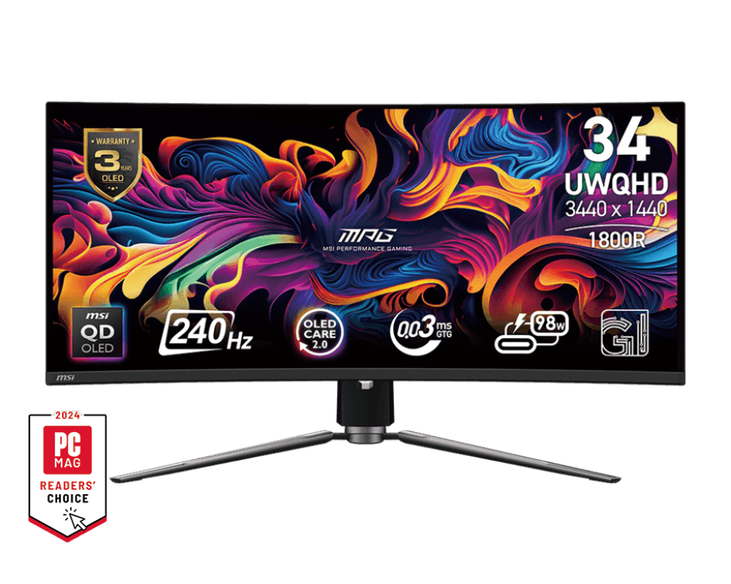 Монитор 34" MSI MPG 341CQPX QD-OLED 3440x1440 240Hz 1800R 0.03ms 1.5млн:1 2xHDMI 1xDP 4xUSB