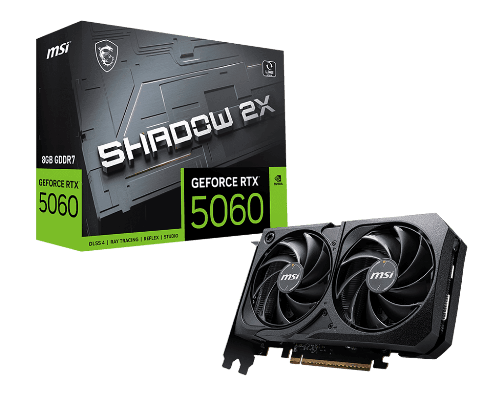 Видеокарта MSI GeForce RTX 5060 8G SHADOW 2X, 8Gb GDDR7 128-bit 1xHDMI 3xDP G5060-8S2
