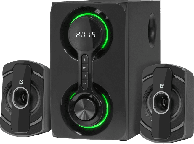 Колонки Defender Eclipse (2.1) - Black, 40Вт (2х10+20) RMS, 40Hz-20kHz, SD, USB, FM, MP3, LED