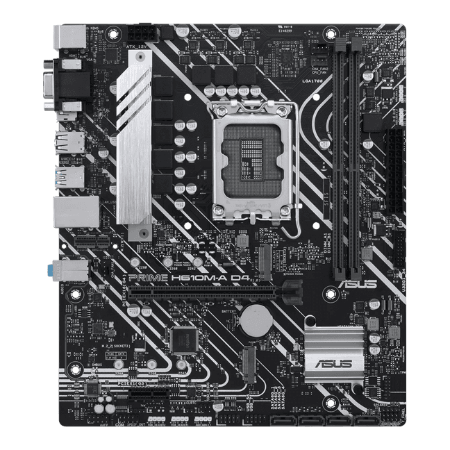 Материнская плата ASUS PRIME  H610M-A D4-CSM, LGA1700 2xDDR4 4xSATA3 2xM.2 D-Sub HDMI DP 2xARGB mATX