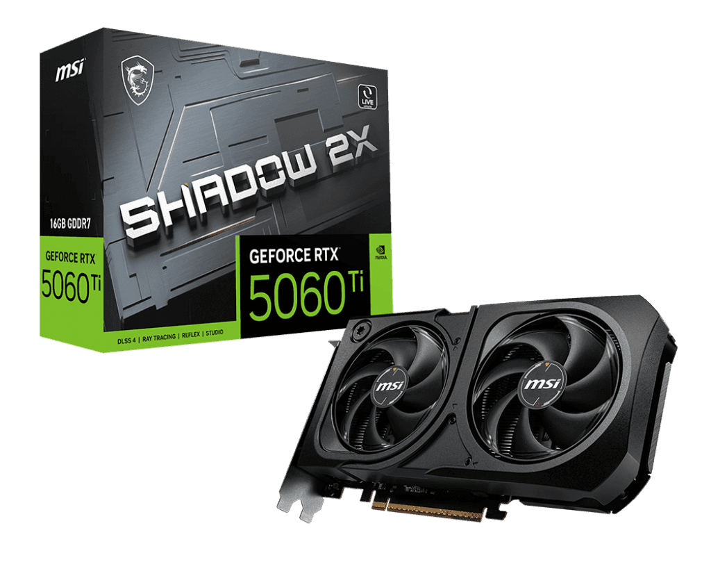 Видеокарта MSI GeForce RTX 5060 Ti 16G SHADOW 2X PLUS, 16Gb GDDR7 128-bit HDMI 3xDP G506T-16S2P