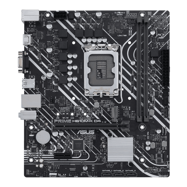 Материнская плата ASUS PRIME  H610M-K D4, LGA1700 2xDDR4 4xSATA3 M.2 1xD-Sub 1xHDMI mATX