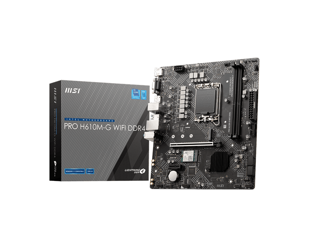 Материнская плата MSI PRO H610M-G WIFI DDR4 LGA1700 H610 2xDDR4 4xSATA3 M.2 VGA DP HDMI mATX