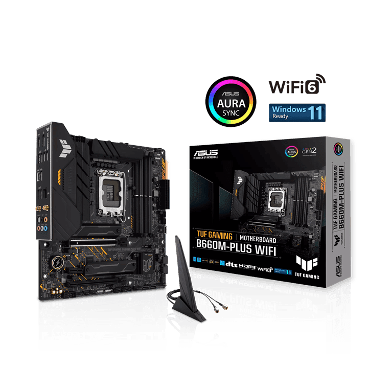 Материнская плата ASUS TUF GAMING B660M-PLUS WIFI, LGA1700 4xDDR5 4xSATA3 RAID 2xM.2 HDMI DP mATX
