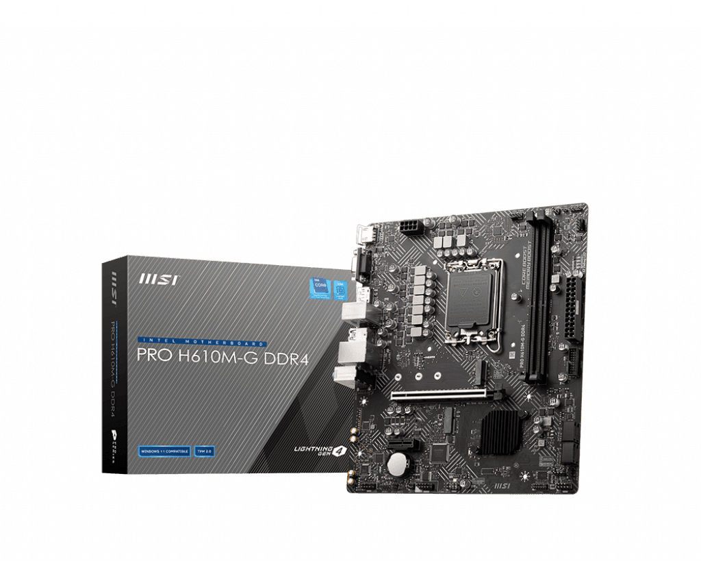 Материнская плата MSI PRO H610M-G DDR4 LGA1700 H610 2xDDR4 4xSATA3 M.2 VGA HDMI DP mATX