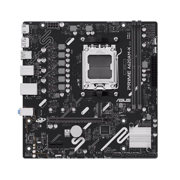 Материнская плата ASUS PRIME A620AM-K AMD A620A AM5 2xDDR5 4xSATA3 RAID M.2 HDMI DP mATX