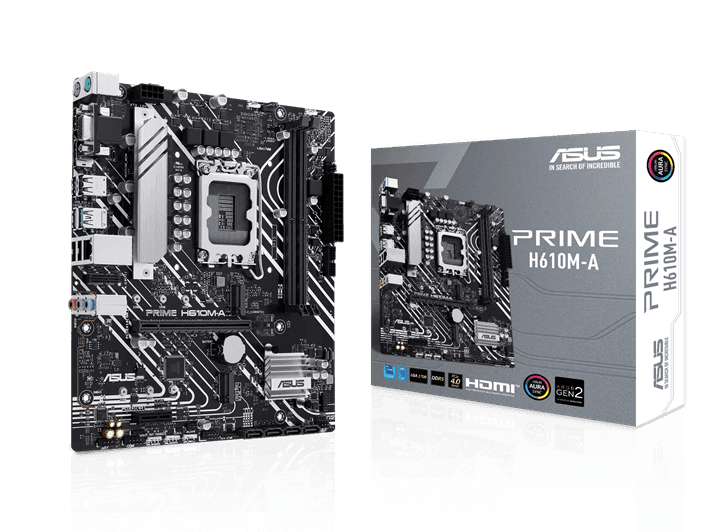 Материнская плата ASUS PRIME H610M-A R2.0, LGA1700 H610 2xDDR5 4xSATA3 2xM.2 D-Sub HDMI DP mATX