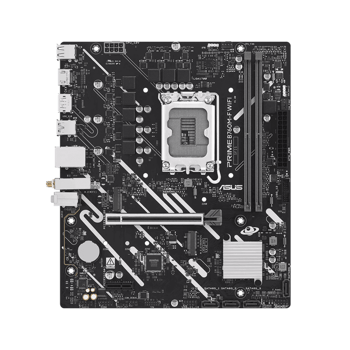 Материнская плата ASUS PRIME B760M-F WIFI, LGA1700 B760 2xDDR5 4xSATA3 2xM.2 RAID 1xHDMI 1xDP mATX