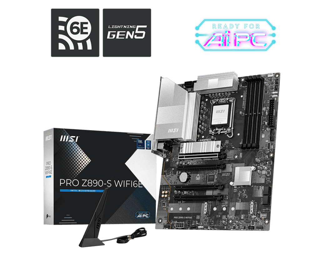 Материнская плата MSI PRO Z890-S WIFI6E LGA1851 4xDDR5 4xSATA3 RAID 3xM.2 HDMI DP Type-C ATX
