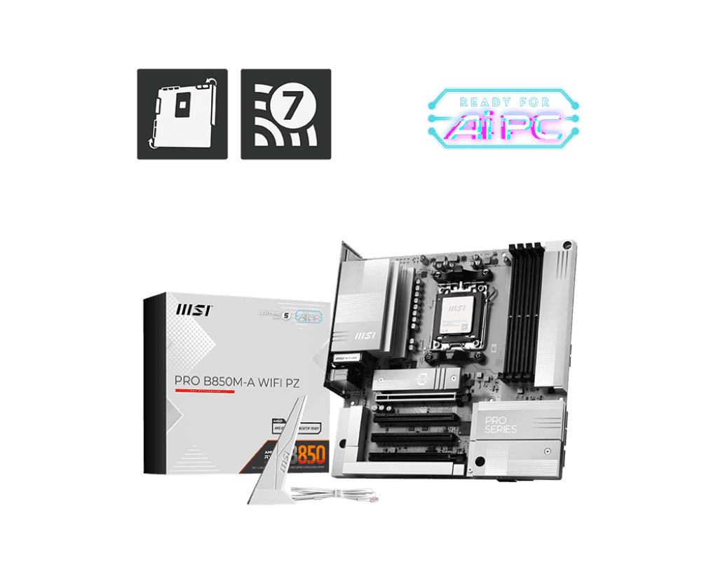 Материнская плата MSI PRO B850M-A WIFI PZ AM5 4xDDR5 4xSATA3 RAID 2xM.2 HDMI DP 2xType-C mATX