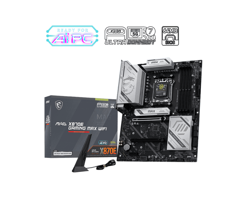 Материнская плата MSI MAG X870E GAMING MAX WIFI AM5 4xDDR5 4xSATA3 RAID 3xM.2 HDMI 2xType-C ATX