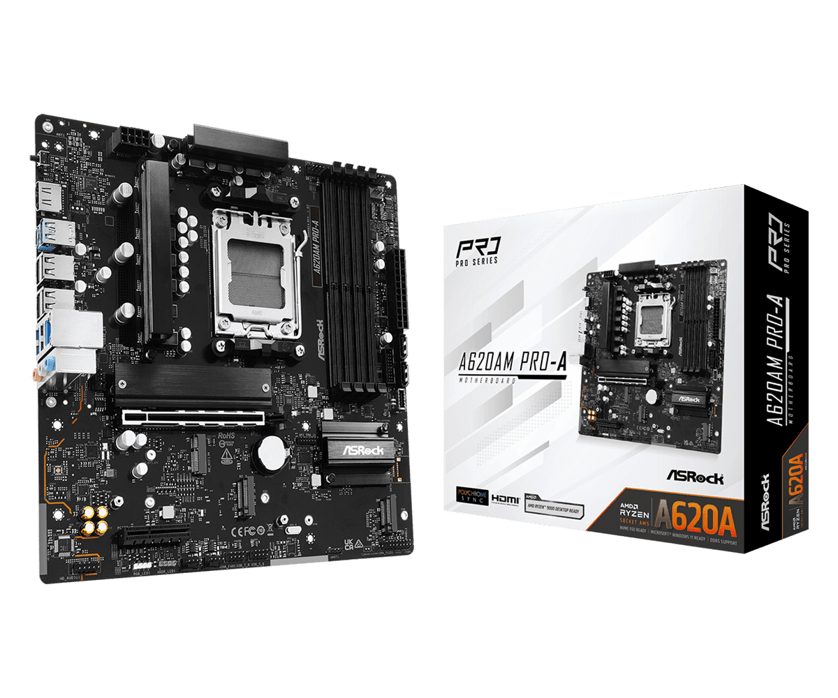 Материнская плата ASRock A620AM PRO-A AM5 4xDDR5 2xSATA3 RAID 3xM.2 Type-C HDMI mATX