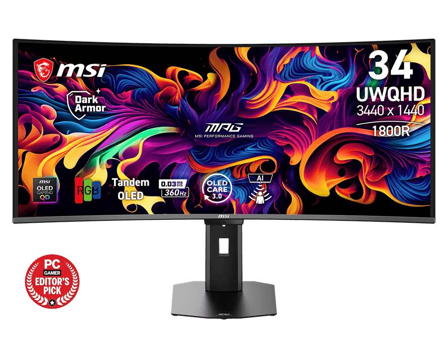 Монитор 34" MSI MPG 341CQR QD-OLED X36 3440x1440 360Hz 0.03ms 1300cd/m2 1.5M:1 2xHDMI 1xDP 1xType-C