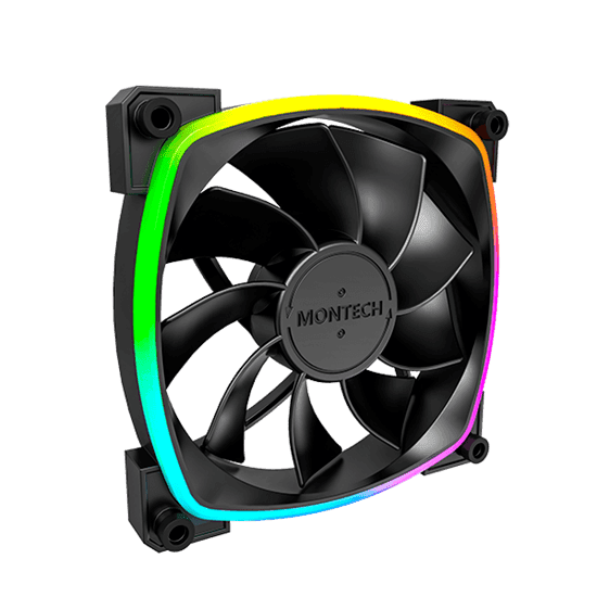 Вентилятор для корпуса Montech RX120 PWM (B) 1x(120x120x25mm)/800-1600RPM/59CFM/27dBA/Reverse Черный