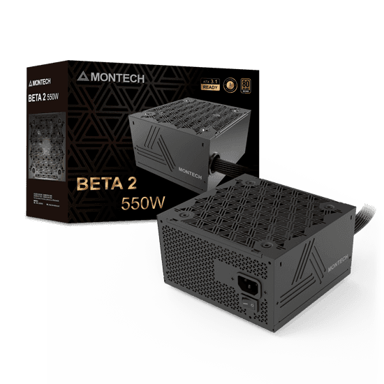 Блок питания Montech  550W, BETA 2 550W, Non Modular, ATX, 80+ BRONZE, КПД 90%, Fan 120mm, Черный