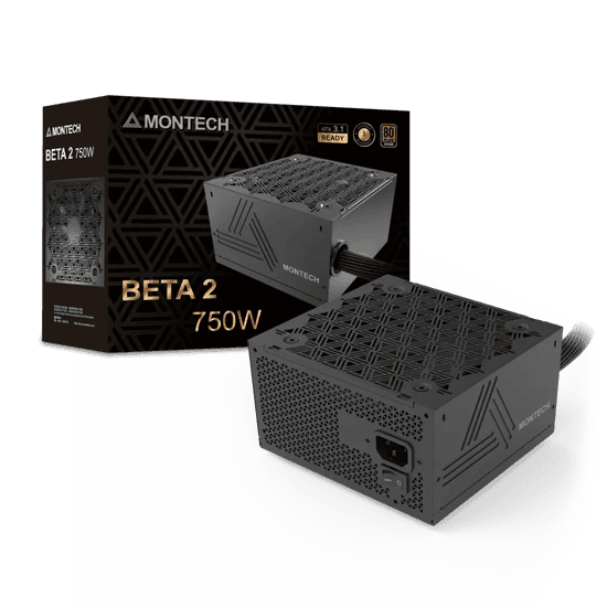Блок питания Montech  750W, BETA 2 750W, Non Modular, ATX, 80+ BRONZE, КПД 90%, Fan 120mm, Черный