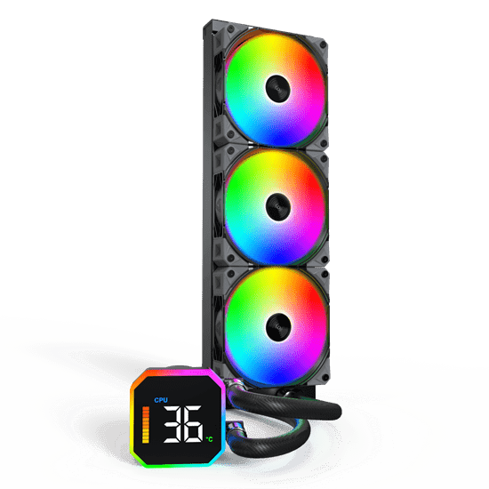 Водяное охлаждение для CPU Montech HyperFlow Digital 360 (B) TDP 350W 3x120 115x-1851/AM3-AM5 Black