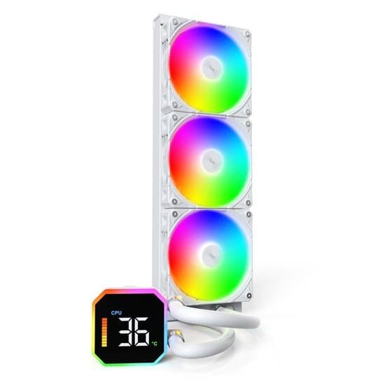 Водяное охлаждение для CPU Montech HyperFlow Digital 360 (W) TDP 350W 3x120 115x-1851/AM3-AM5 White