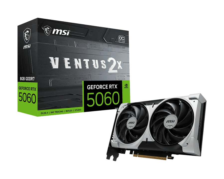 Видеокарта MSI GeForce RTX 5060 8G VENTUS 2X OC V1, 8Gb GDDR7 128bit 1xHDMI 3xDP G5060-8V2CV1