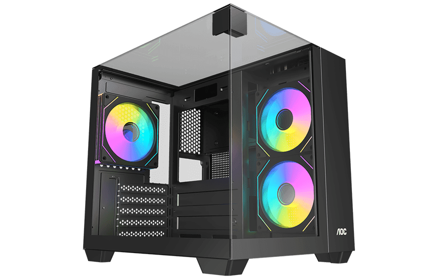 Корпус AOC CG389B 3F M-ATX/ITX 1xUSB2.0 1xUSB3.0 1xType-C 1xAudio/Mic Черный AOC-CG389-BF3V1R0T3-G