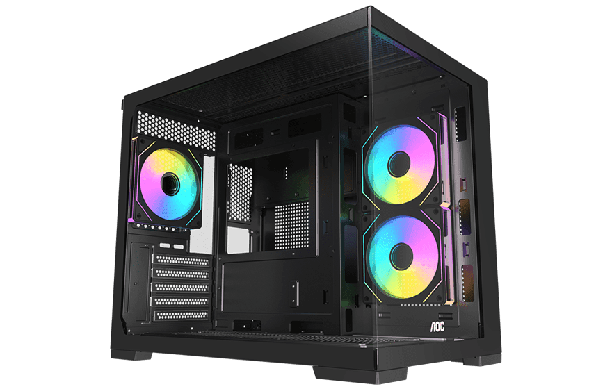 Корпус AOC CG392B 3F M-ATX/ITX 1xUSB2.0 1xUSB3.0 1xType-C 1xAudio/Mic Черный AOC-CG392-BF3V2R0T2-G