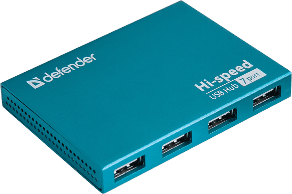 7-портовый мини-разветвитель USB 2.0 Defender Septima Slim (БП в комплекте)
