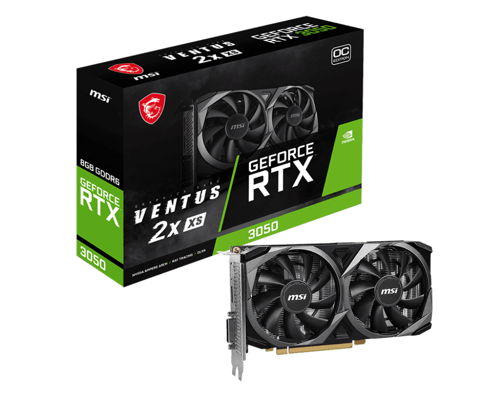 Видеокарта MSI GeForce RTX 3050 VENTUS 2X XS 8G OC, 8G GDDR6 DVI HDMI DP RTX 3050 VENTUS 2X XS 8G OC