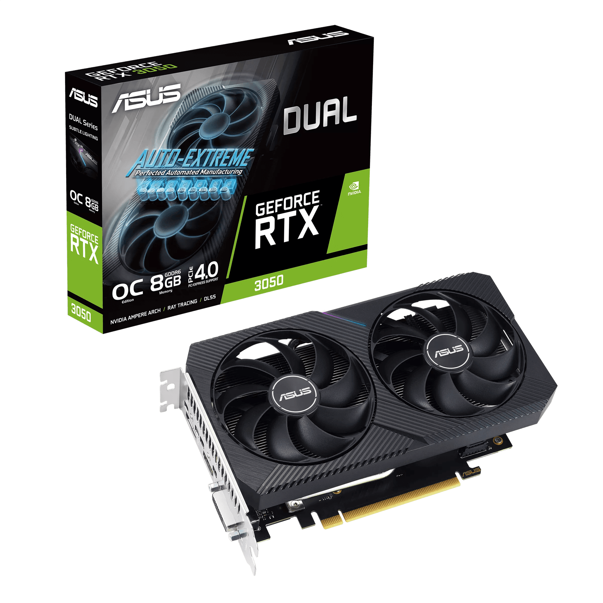 Видеокарта ASUS GeForce RTX3050 OC GDDR6 8GB 128-bit HDMI 1xDVI 1xHDMI 1xDP DUAL-RTX3050-O8G-V2