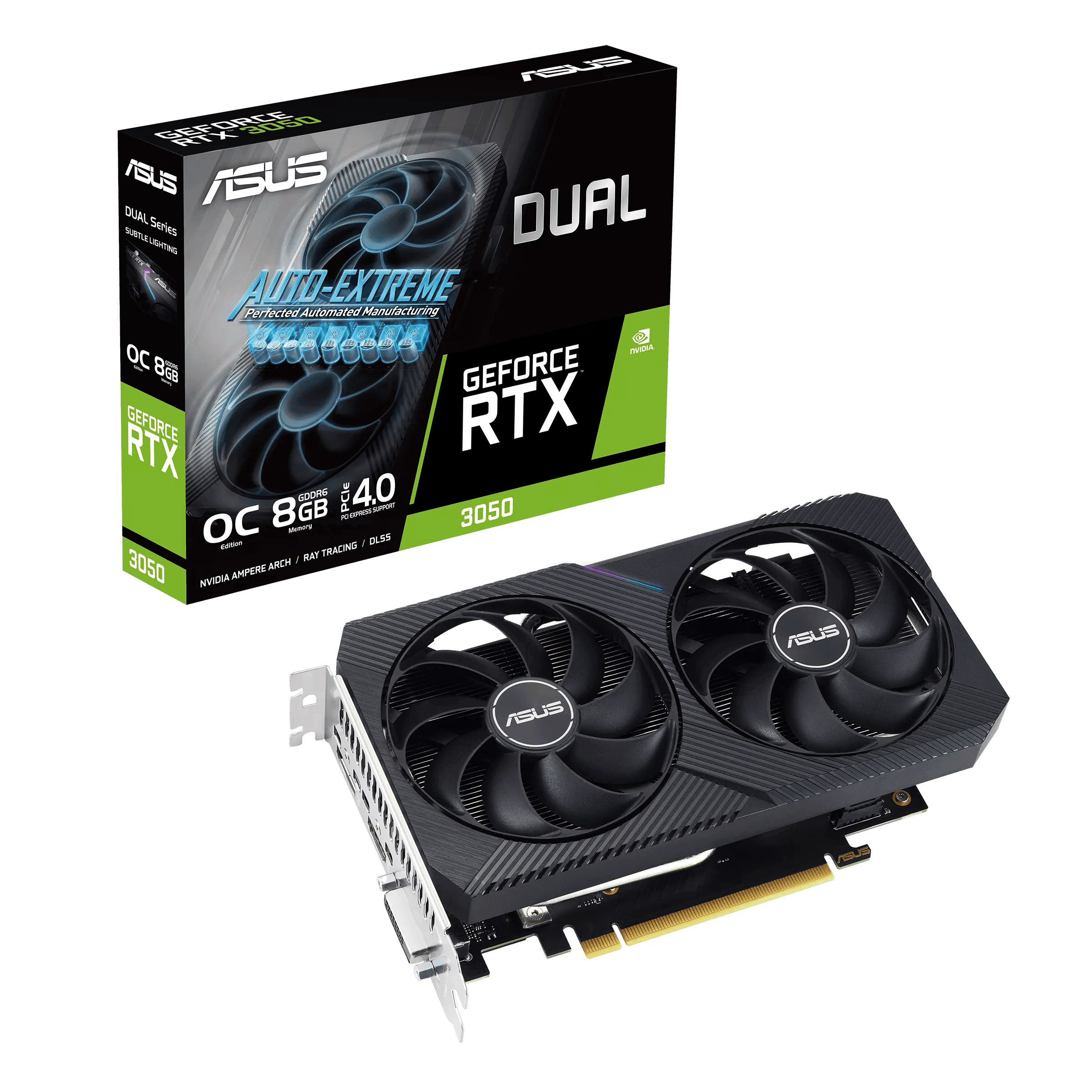 Видеокарта ASUS GeForce RTX3050 OC GDDR6 8GB 128-bit HDMI 1xDVI 1xHDMI 1xDP DUAL-RTX3050-O8G-V2
