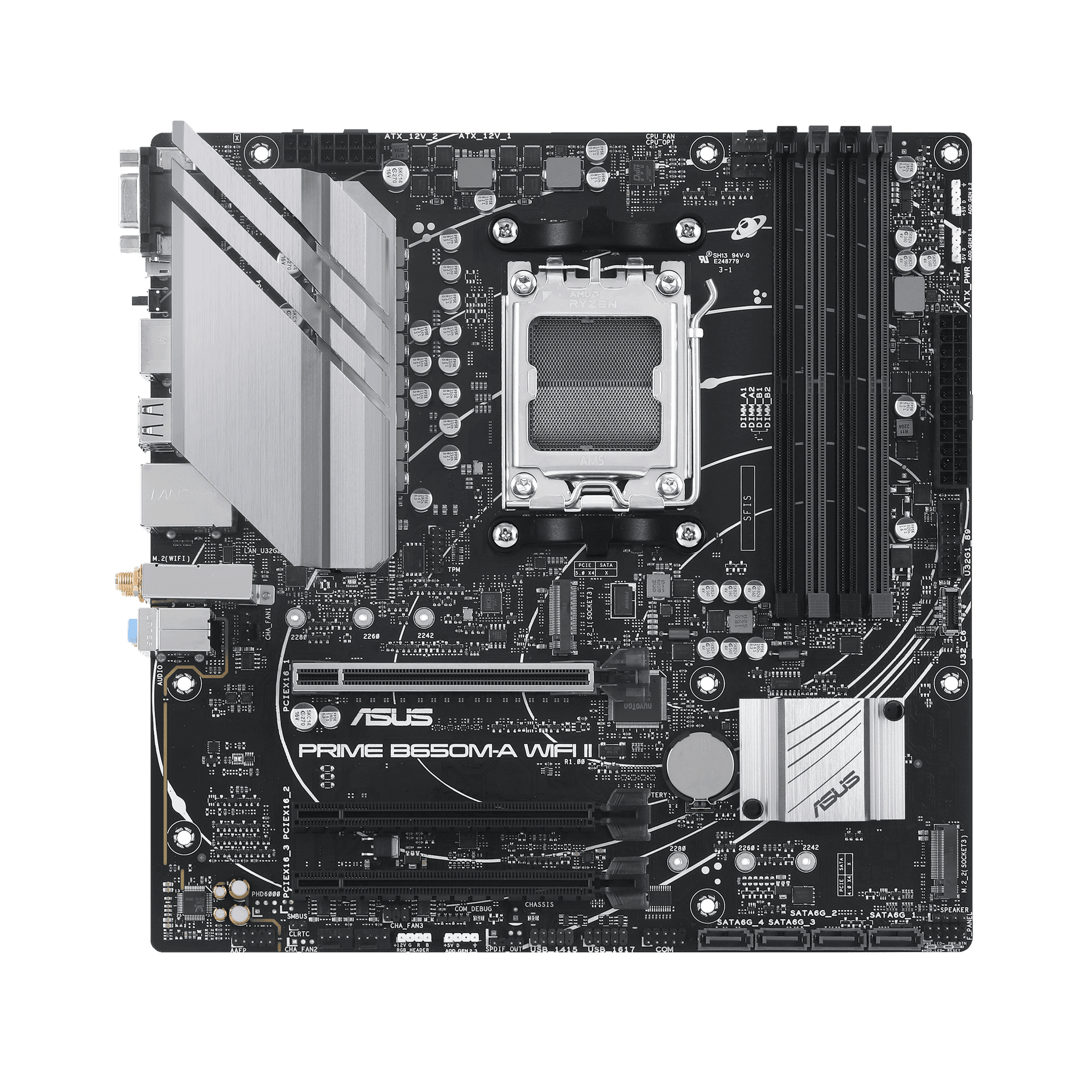 Материнская плата ASUS PRIME B650M-A WIFI II AM5 4xDDR5 4xSATA3 RAID 2xM.2 VGA HDMI DP mATX
