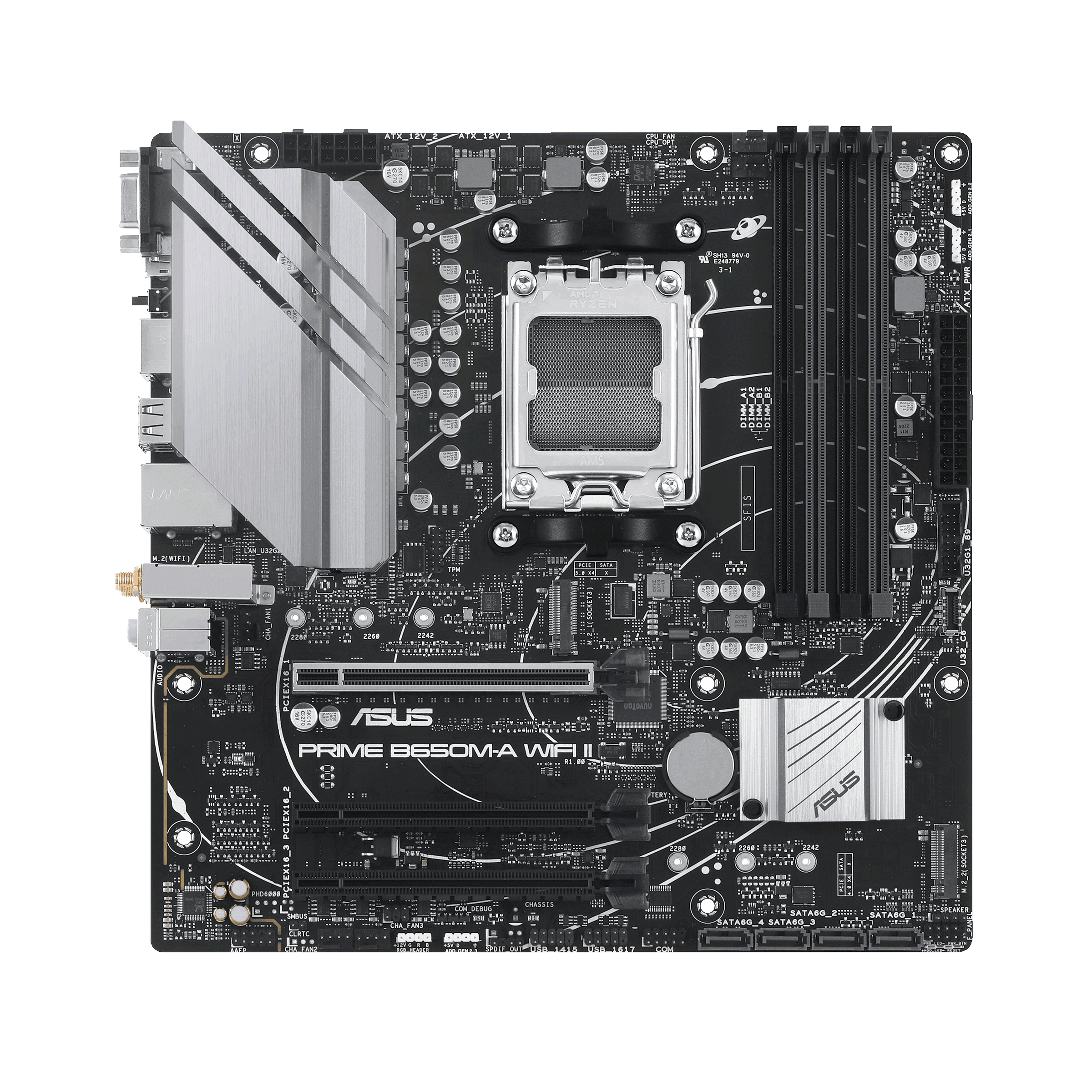 Материнская плата ASUS PRIME B650M-A WIFI II AM5 4xDDR5 4xSATA3 RAID 2xM.2 VGA HDMI DP mATX