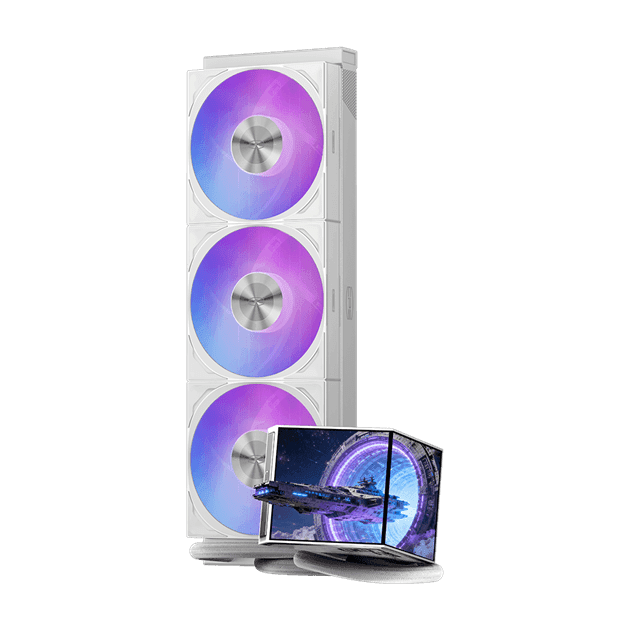 Водяное охлаждение для CPU PCCooler DX360 ARGB Display WH TDP 320W 115X/1200/1700/1851/AM4/AM5 Белый