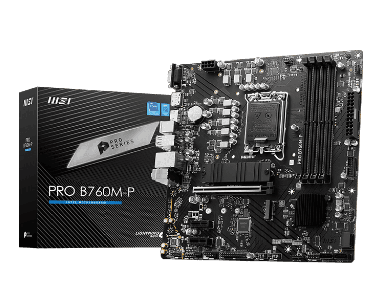 Материнская плата MSI PRO B760M-P LGA1700 4xDDR5 4xSATA3 RAID 2xM.2 HDMI DP mATX