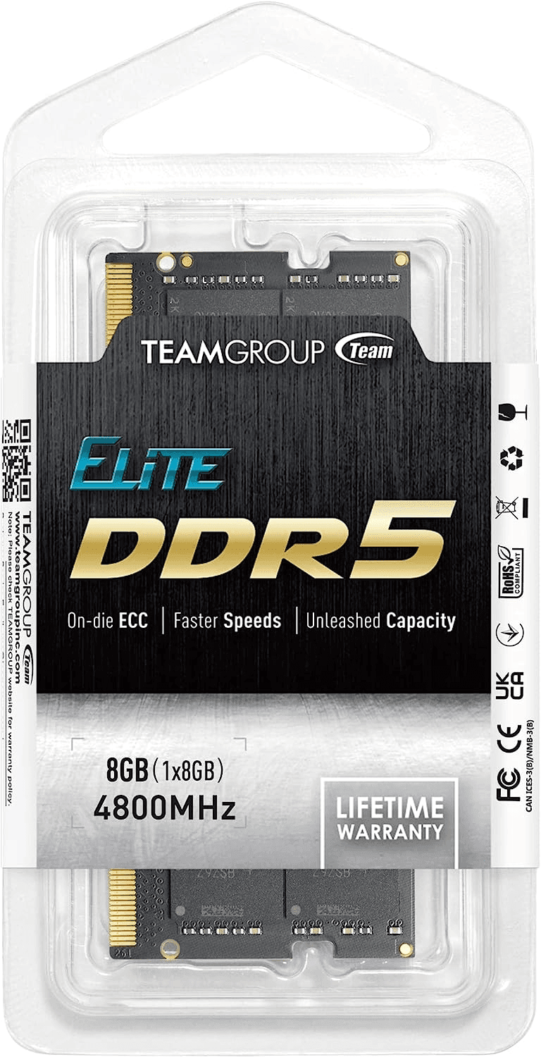 Оперативная память для ноутбука  8GB DDR5 4800Mhz Team Group ELITE SO-DIMM TED58G4800C40D-S016