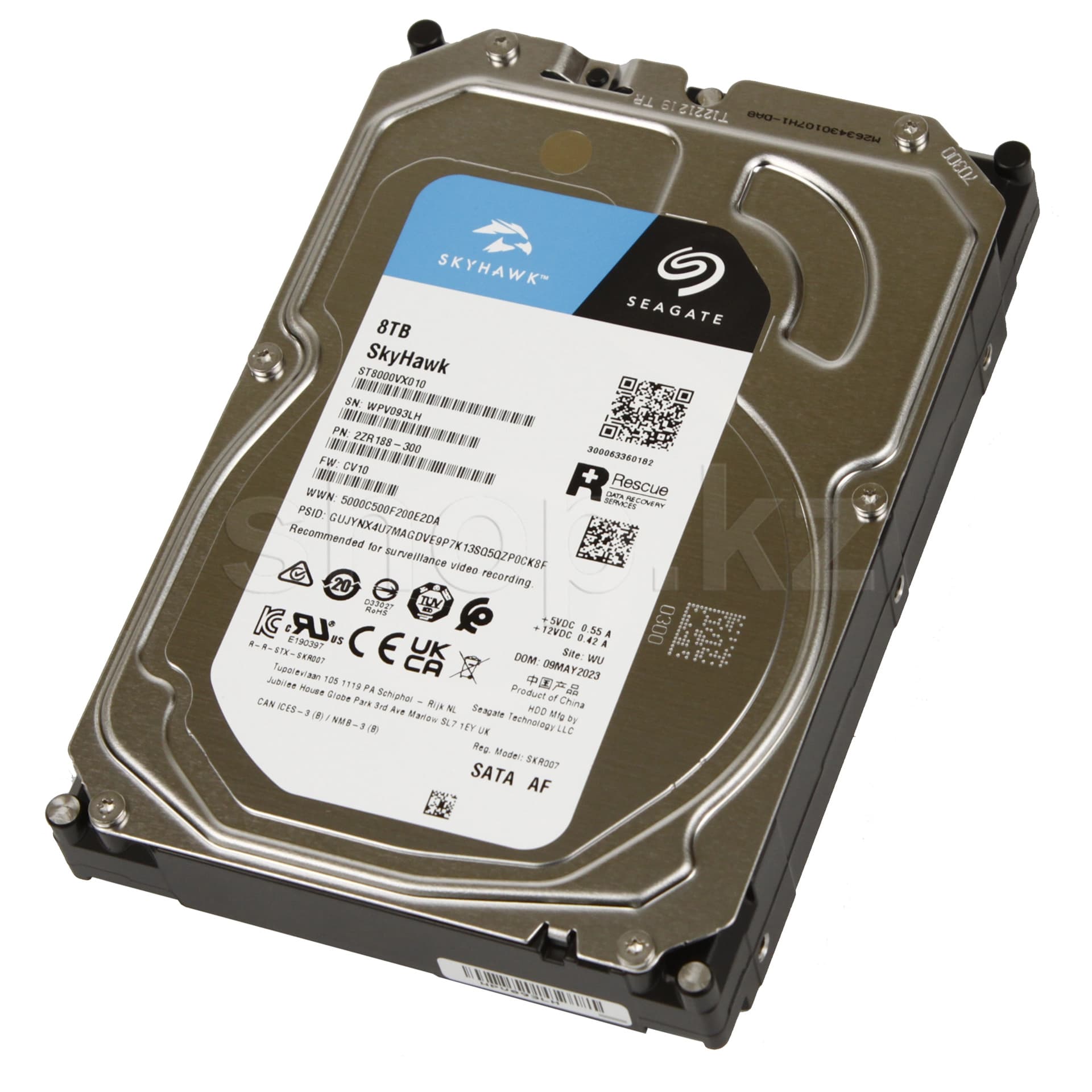 Жесткий диск HDD 8 TB Seagate SkyHawk (ST8000VX010), 3.5", 256 MB, SATA III