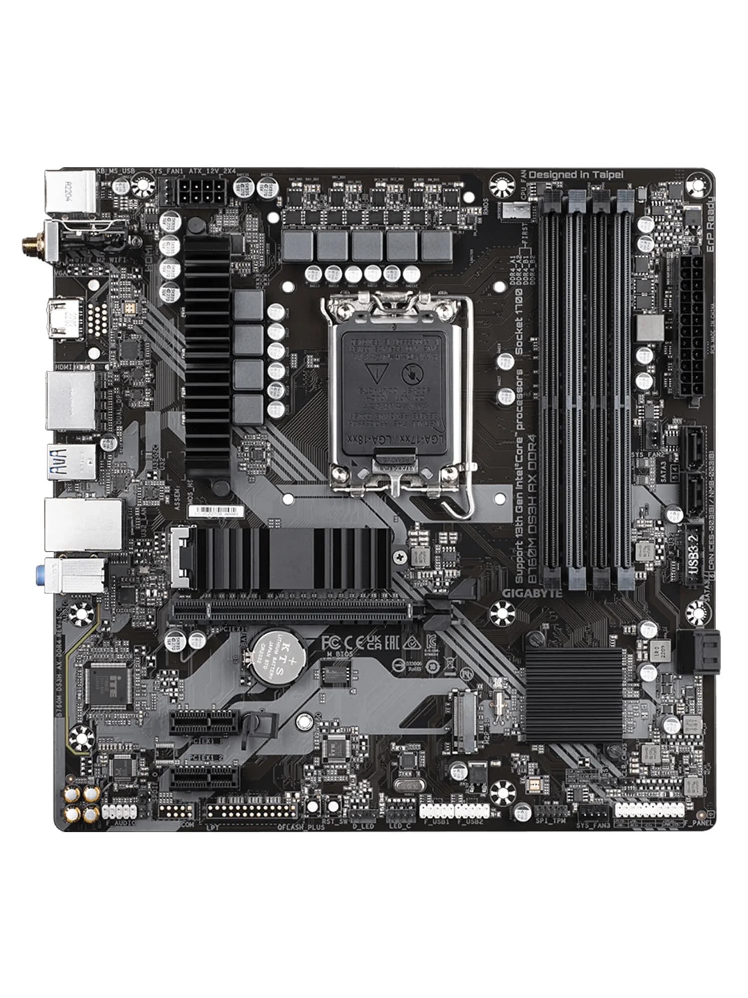 Материнская плата Gigabyte B760M DS3H AX DDR4, LGA1700 (REV 1.3)