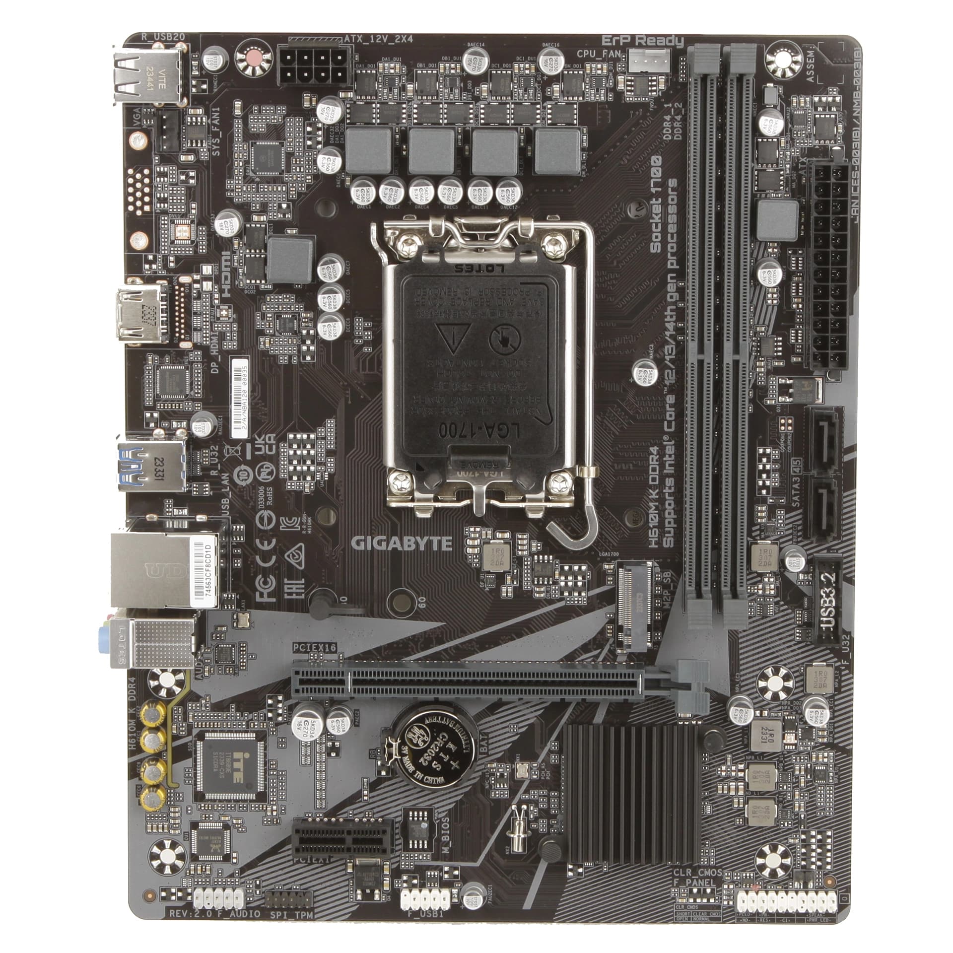 Материнская плата Gigabyte H610M K DDR4 (REV2.0), LGA1700