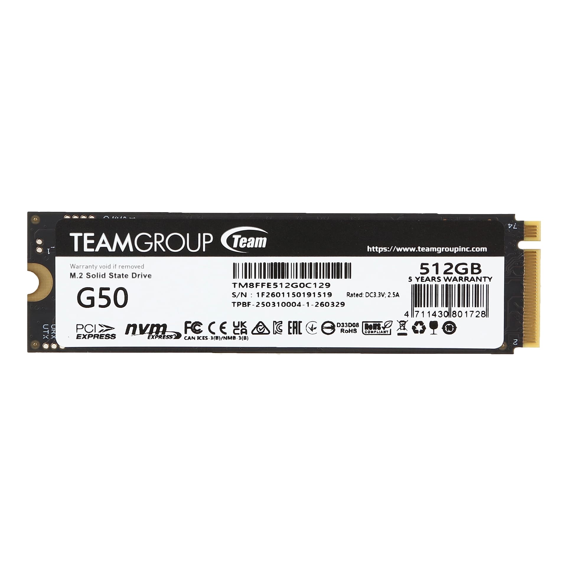 SSD накопитель 512 GB Team Group G50, M.2, PCIe 4.0